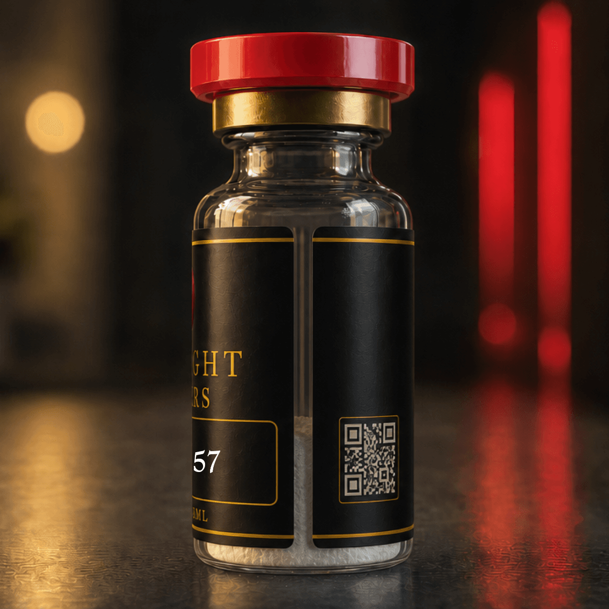 Vial label showing the batch QR code